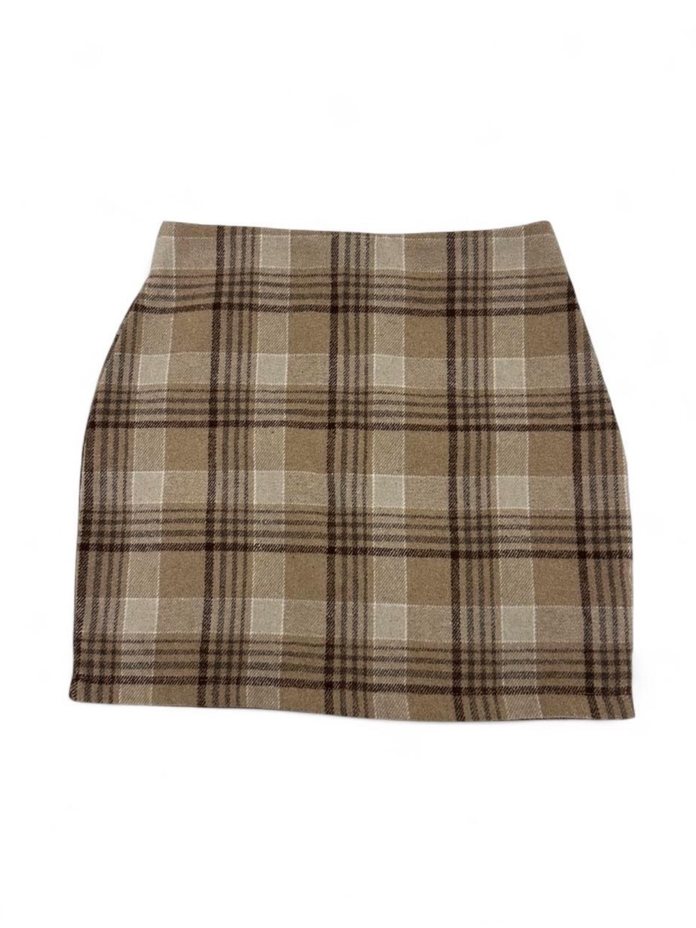 90s Brown Beige Plaid Mini Skirt